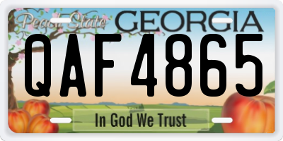 GA license plate QAF4865