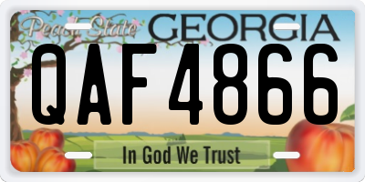 GA license plate QAF4866