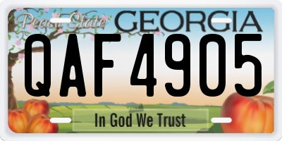 GA license plate QAF4905