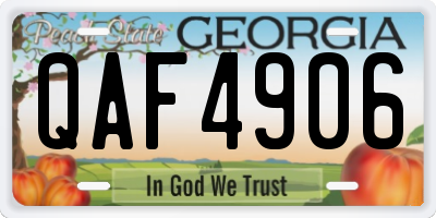 GA license plate QAF4906