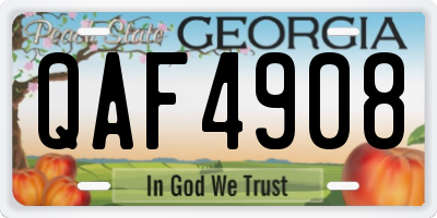 GA license plate QAF4908
