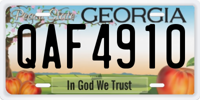 GA license plate QAF4910