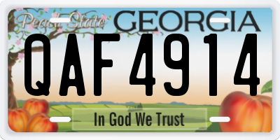GA license plate QAF4914