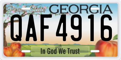 GA license plate QAF4916