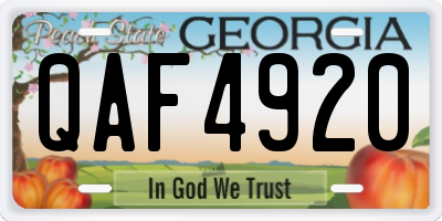 GA license plate QAF4920