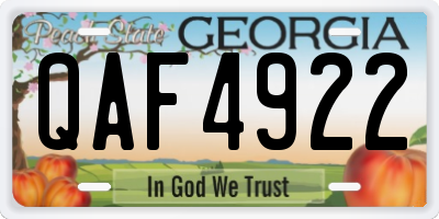 GA license plate QAF4922