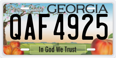 GA license plate QAF4925