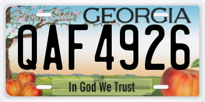 GA license plate QAF4926
