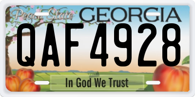 GA license plate QAF4928