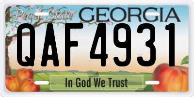 GA license plate QAF4931