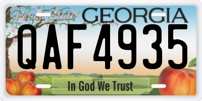GA license plate QAF4935