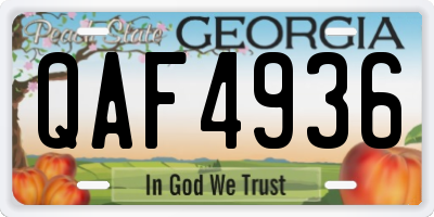 GA license plate QAF4936