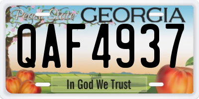 GA license plate QAF4937