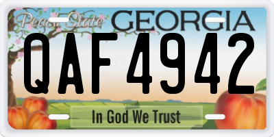GA license plate QAF4942