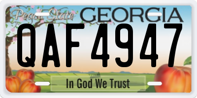 GA license plate QAF4947