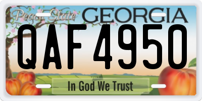 GA license plate QAF4950