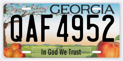 GA license plate QAF4952