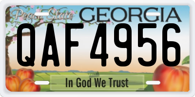 GA license plate QAF4956