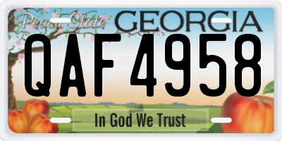 GA license plate QAF4958