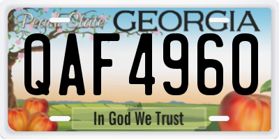 GA license plate QAF4960
