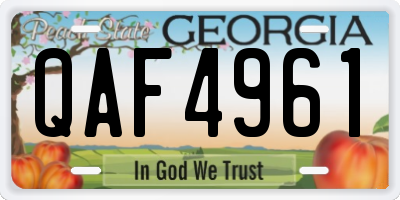 GA license plate QAF4961
