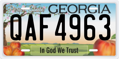 GA license plate QAF4963