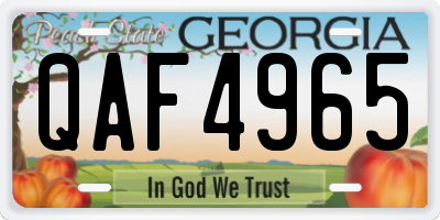 GA license plate QAF4965