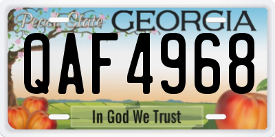 GA license plate QAF4968