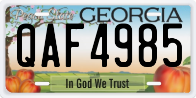 GA license plate QAF4985
