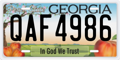 GA license plate QAF4986