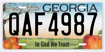 GA license plate QAF4987