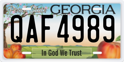 GA license plate QAF4989