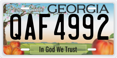 GA license plate QAF4992