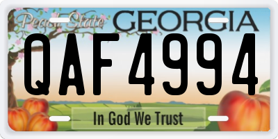GA license plate QAF4994