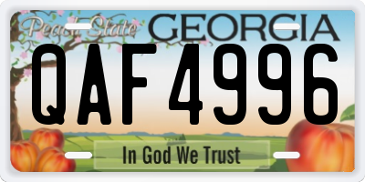 GA license plate QAF4996