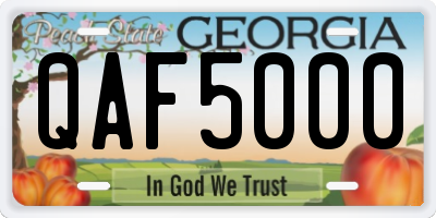 GA license plate QAF5000