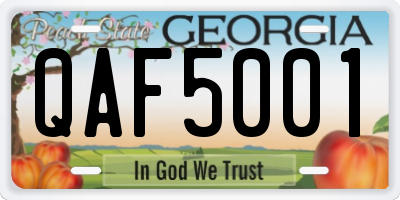 GA license plate QAF5001