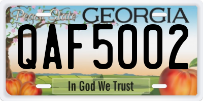 GA license plate QAF5002