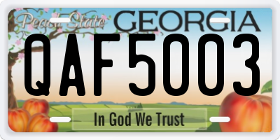 GA license plate QAF5003