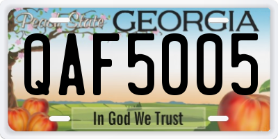 GA license plate QAF5005