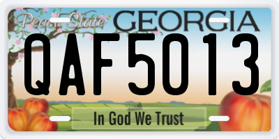 GA license plate QAF5013