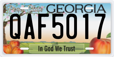 GA license plate QAF5017