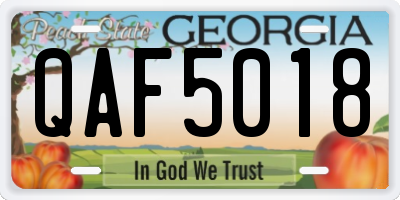 GA license plate QAF5018