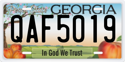 GA license plate QAF5019