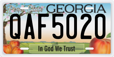 GA license plate QAF5020