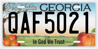 GA license plate QAF5021