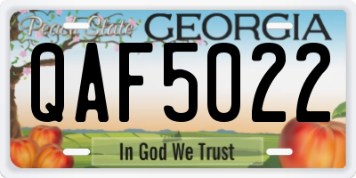 GA license plate QAF5022