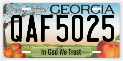 GA license plate QAF5025