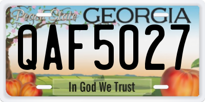 GA license plate QAF5027