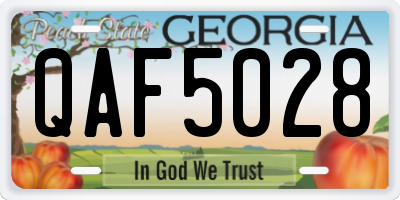 GA license plate QAF5028